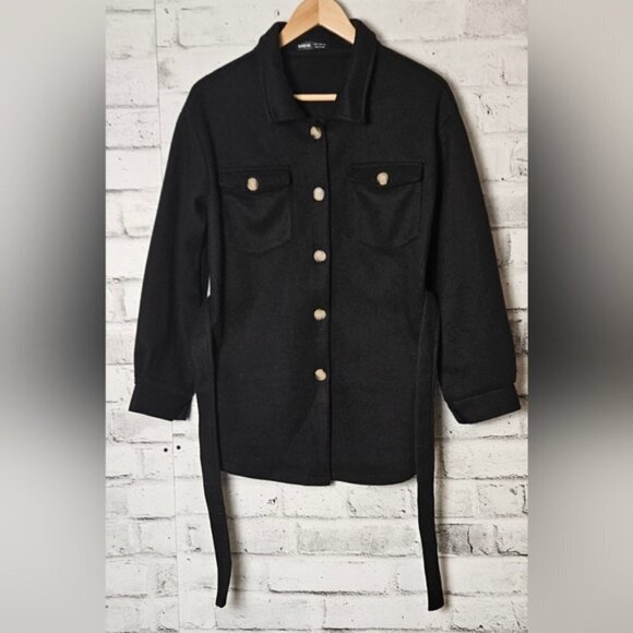 SHEIN Clasi Flap Detail Single Breasted Belted Overcoat - Picture 4 of 10